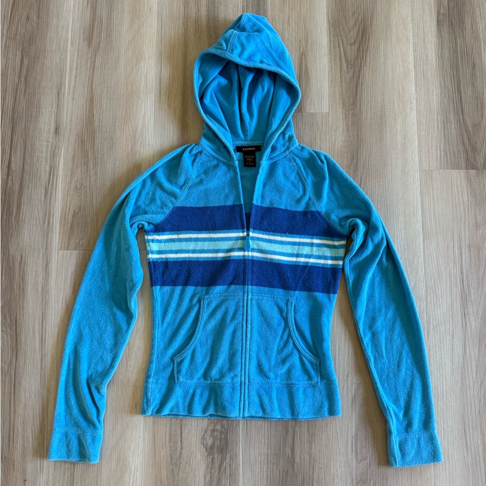 Y2K Express Blue Zip-Up Hoodie